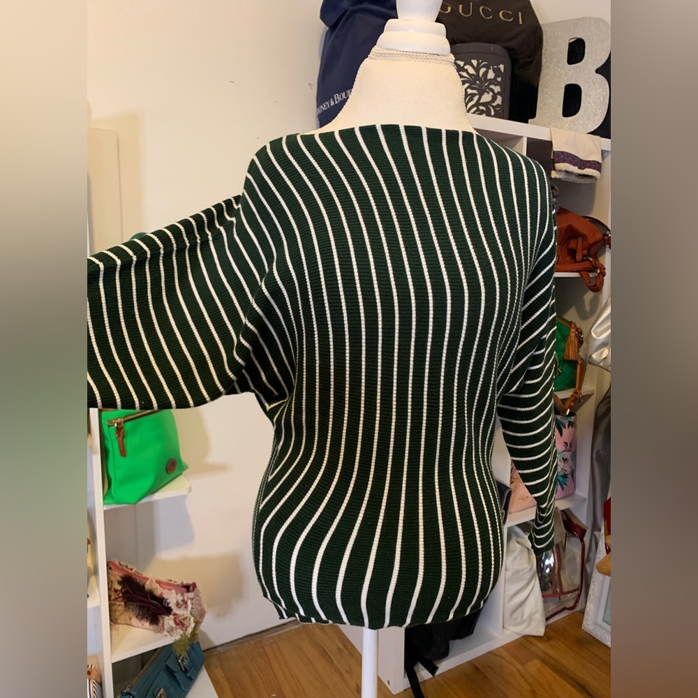 Northern Angel Green and White Striped Sweater